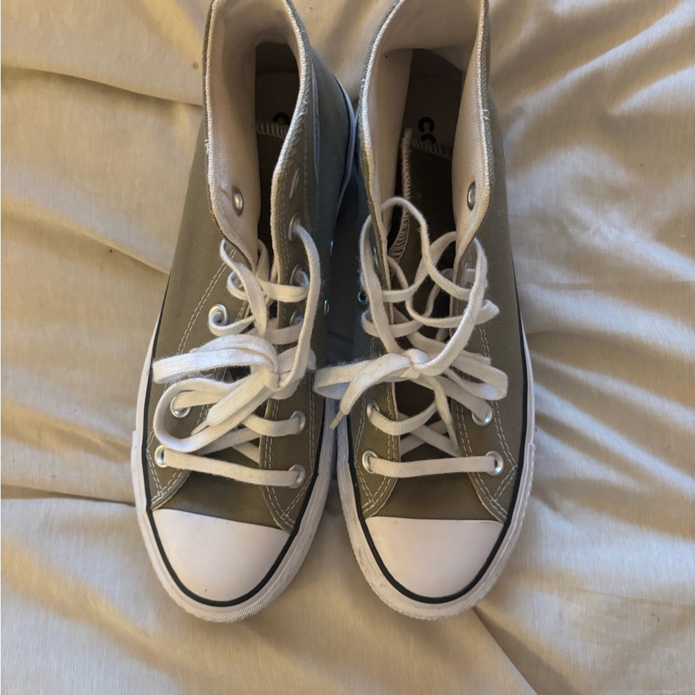 Converse platform high-tops in green and white - Picture 4 of 7